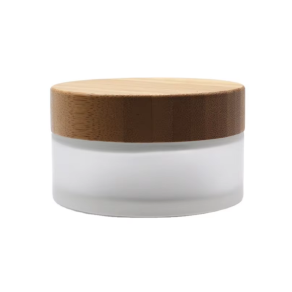 Frosted Glass Jars With Bamboo Lids